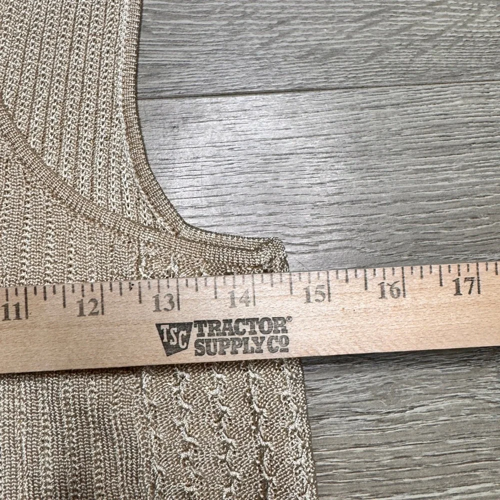 Free‎ People Seascape Vest Metallic Knit Button Front Top Beige Size Medium M - Picture 9 of 9